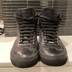 Men’s all black leather Jimmy Choo sneakers